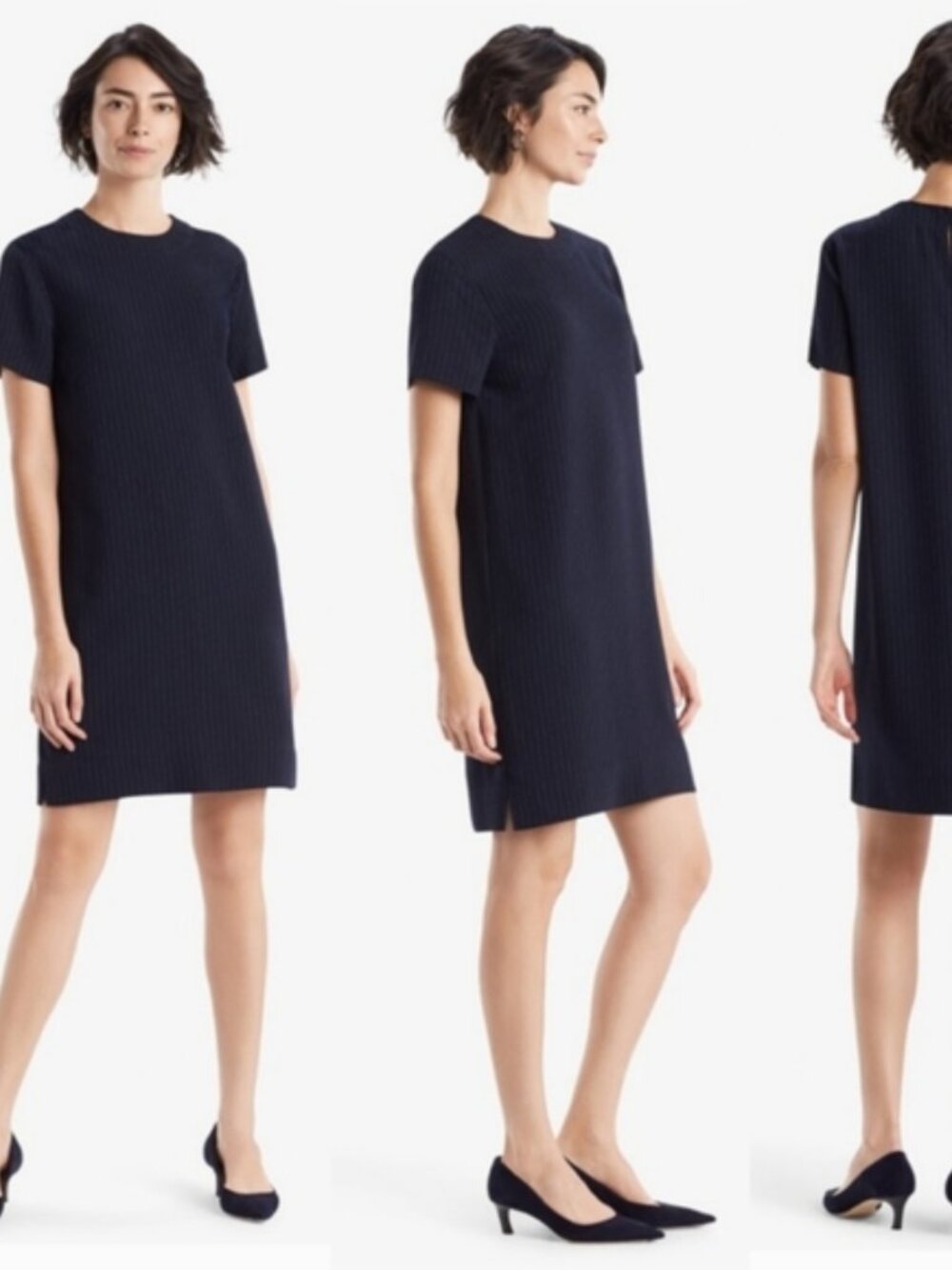MM Lafleur | Navy Blue Matilda Midi Short Sleeve Flowy Crepe Fabric Small